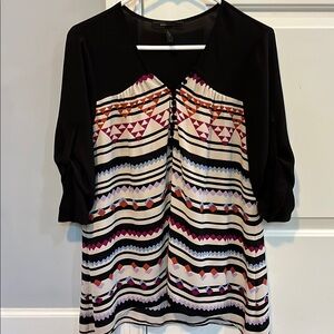 BCBGMaxAzria Black and Red Graphic 3/4 Sleeve Blouse